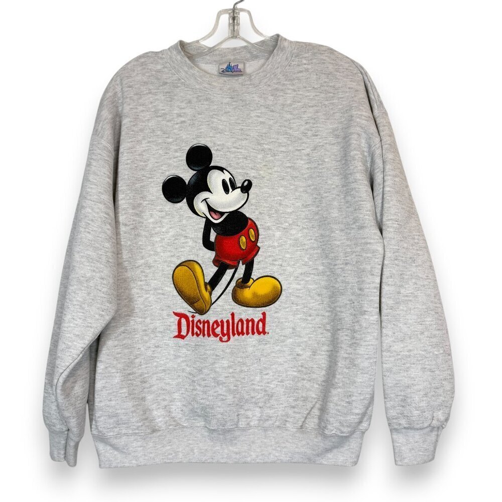Vintage Disney Resort Mickey Mouse Crew Neck Sweatshirt Gray Large